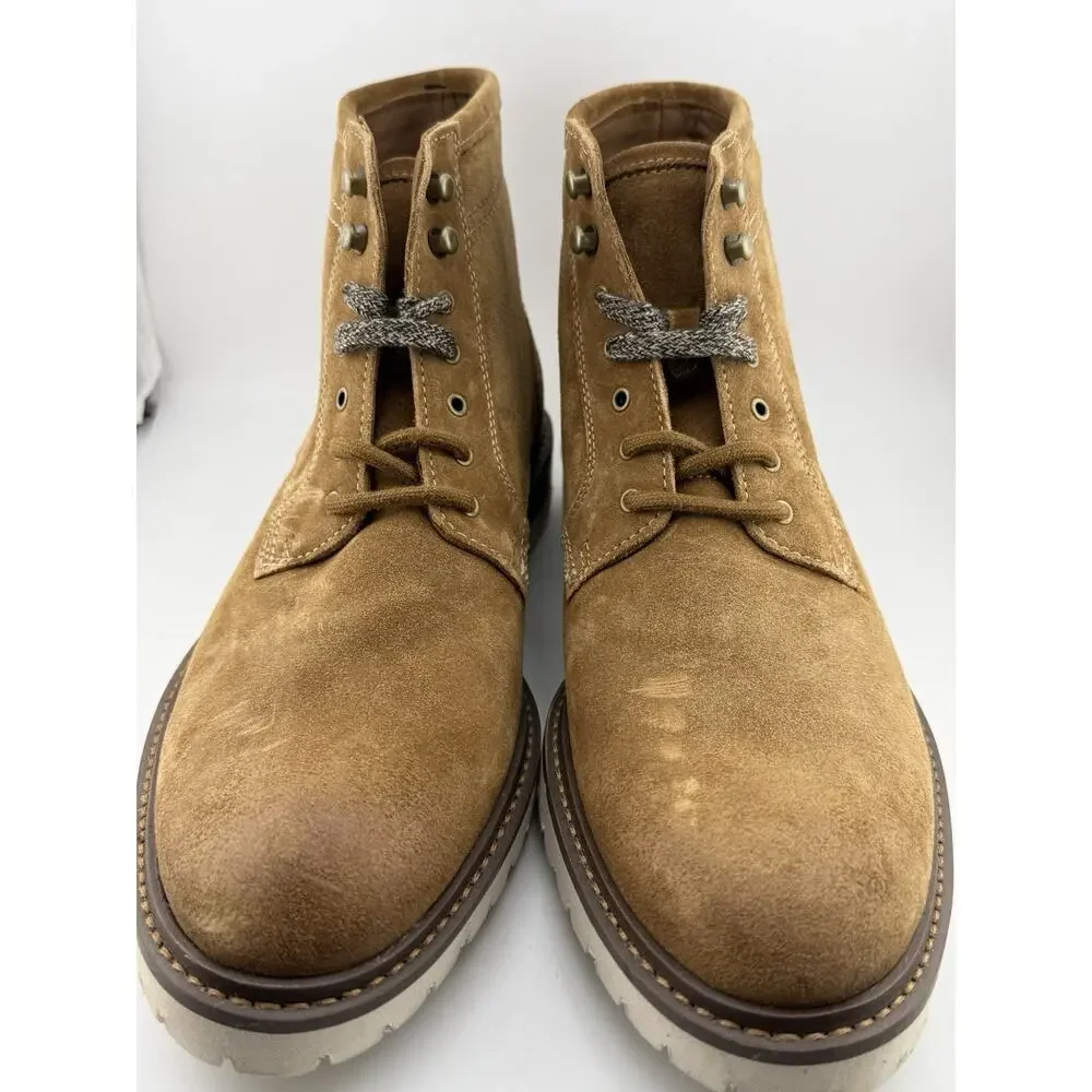 NWOB Mens Johnston & Murphy Barrett Plain Toe Boot Suede Leather Shoes Size 8.5